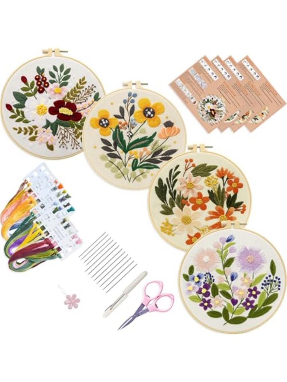 Floral Embroidery Kit Cross Stitch Crochet Craft Kit DIY Needlepoint Set